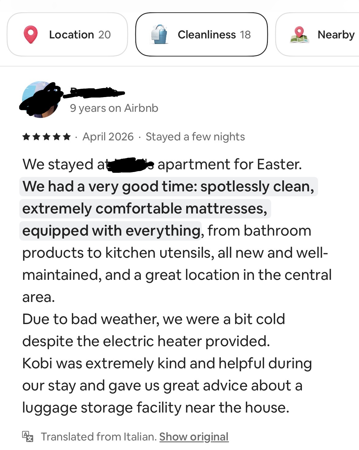 Verified Airbnb guest review screenshot 7