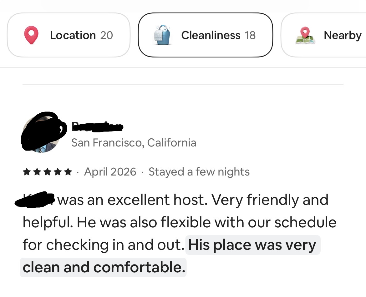 Verified Airbnb guest review screenshot 8