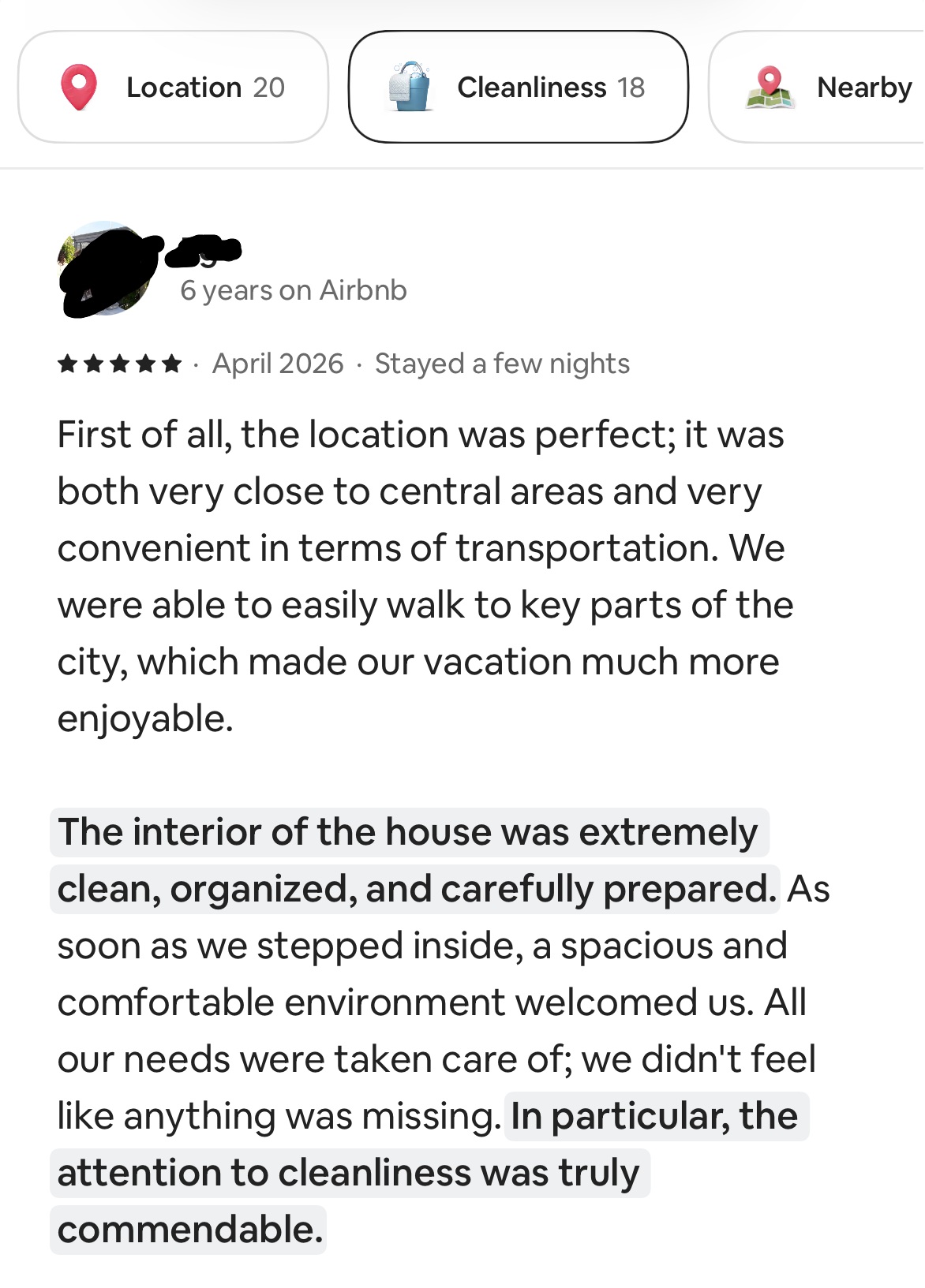 Verified Airbnb guest review screenshot 9