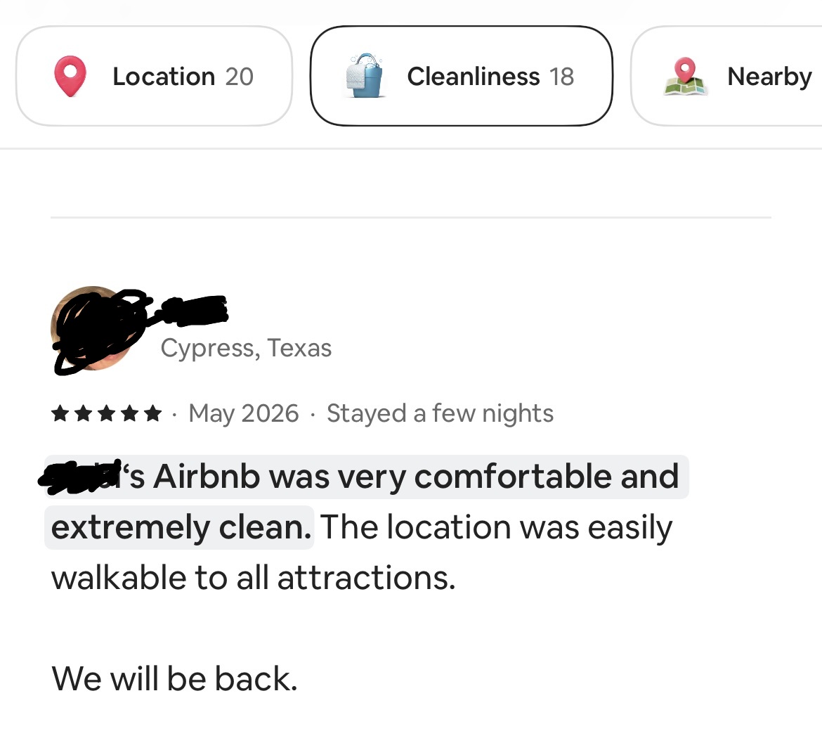 Verified Airbnb guest review screenshot 10